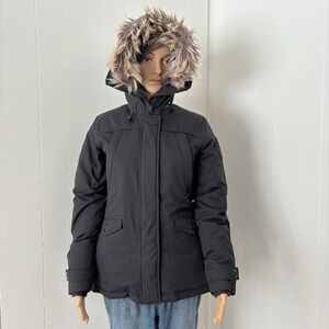 Ecko Red down & feather filled black parka size small EUC